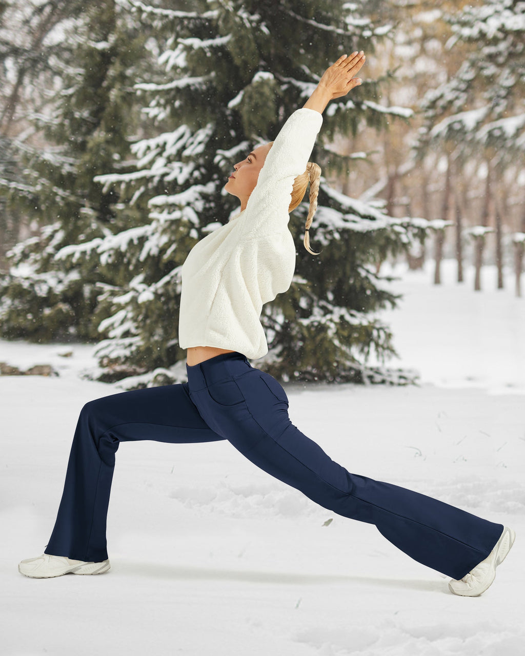 Fleece Lined High-Waist Work Flare Pants