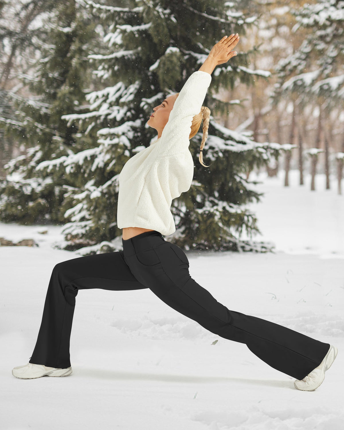 Fleece Lined High-Waist Work Flare Pants