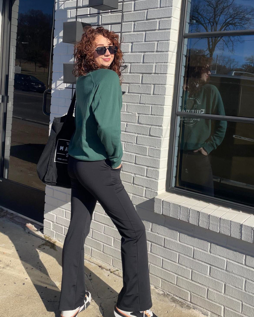 Fleece Lined High-Waist Work Flare Pants