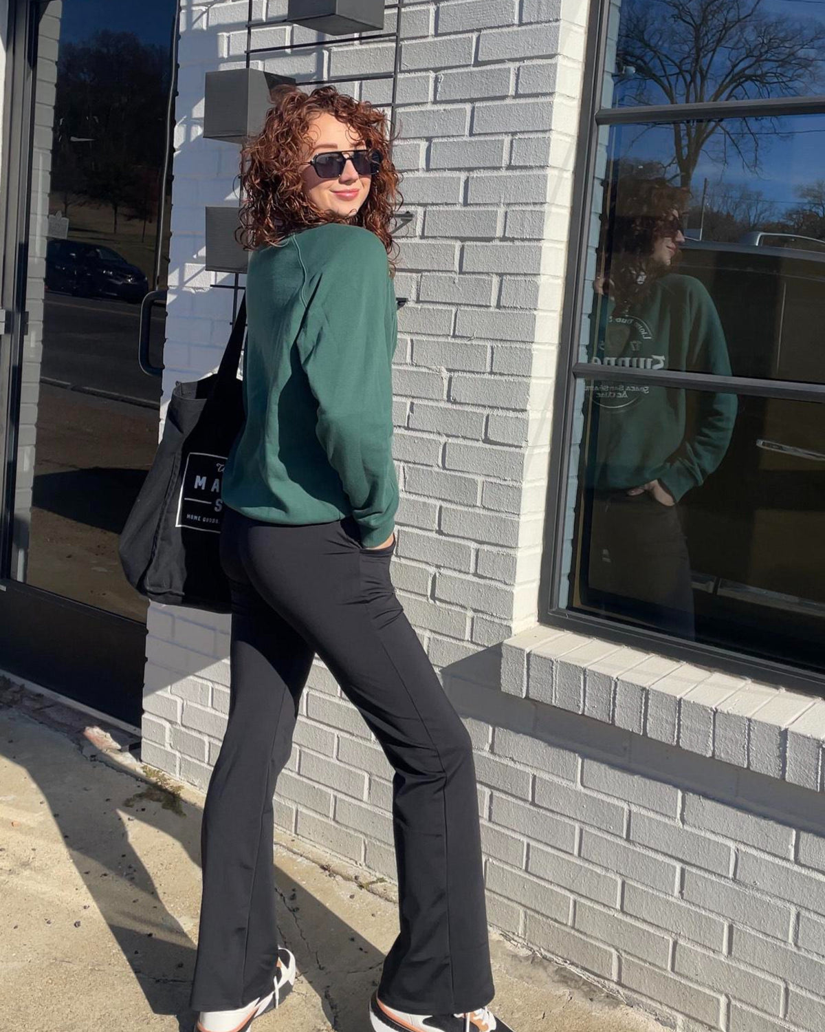 Fleece Lined High-Waist Work Flare Pants
