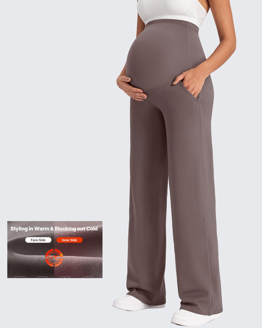 Fleece-Lined Maternity Warm Work Trousers