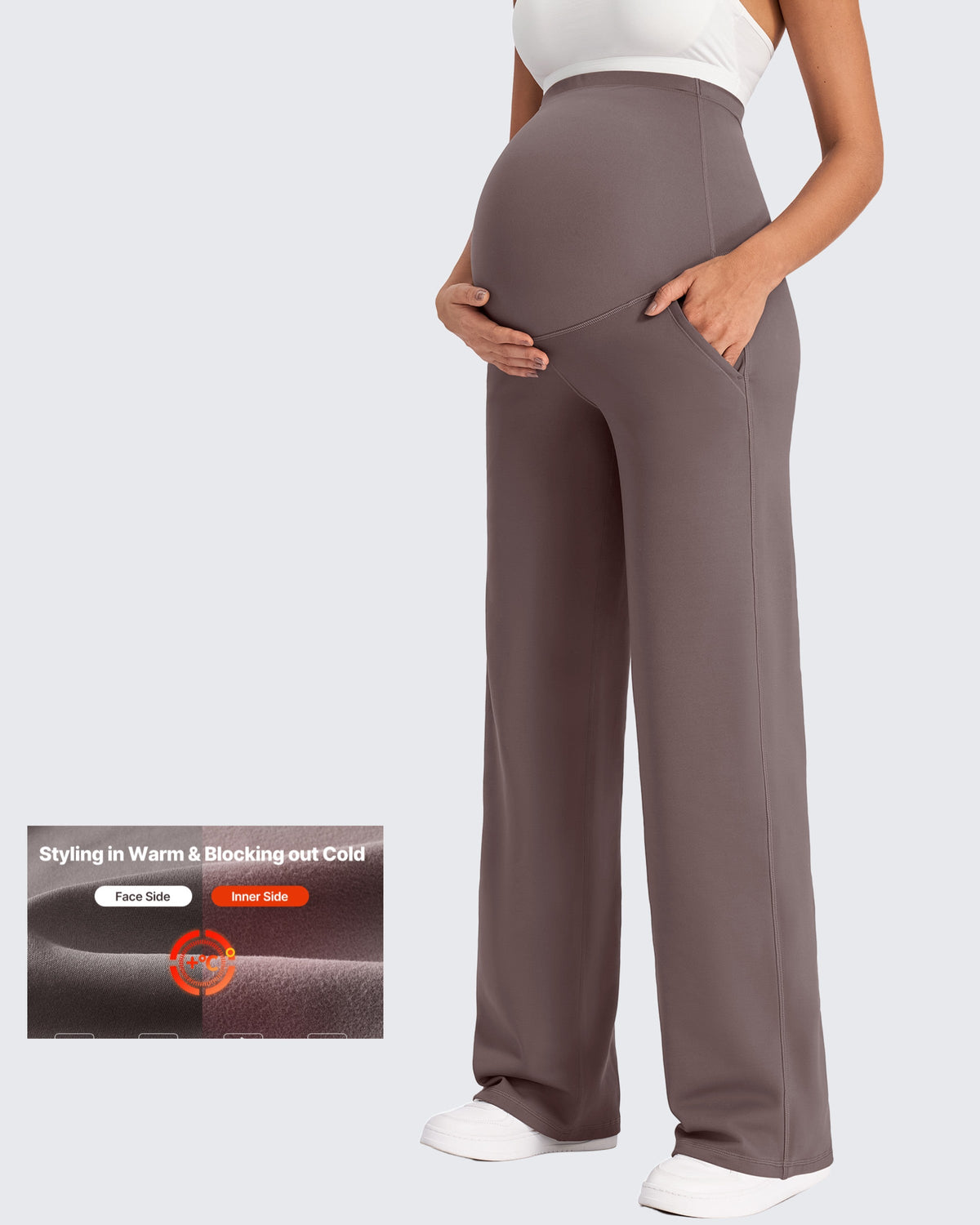 Fleece-Lined Maternity Warm Work Trousers