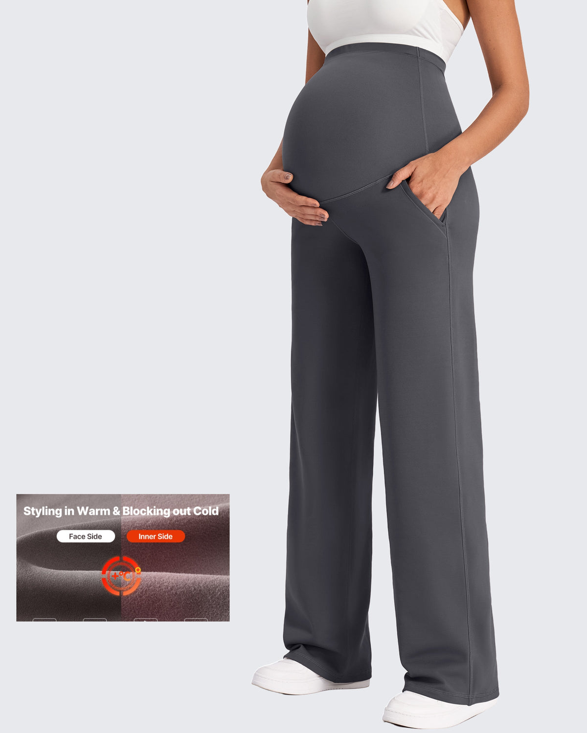 Fleece-Lined Maternity Warm Work Trousers