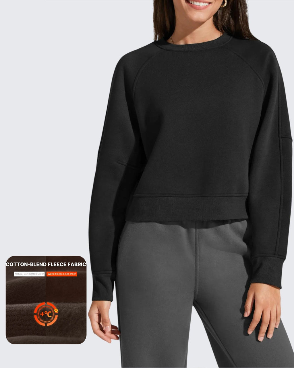 Flurrylux Cropped Crewneck Fleece Lined Pullover  Sweatshirts