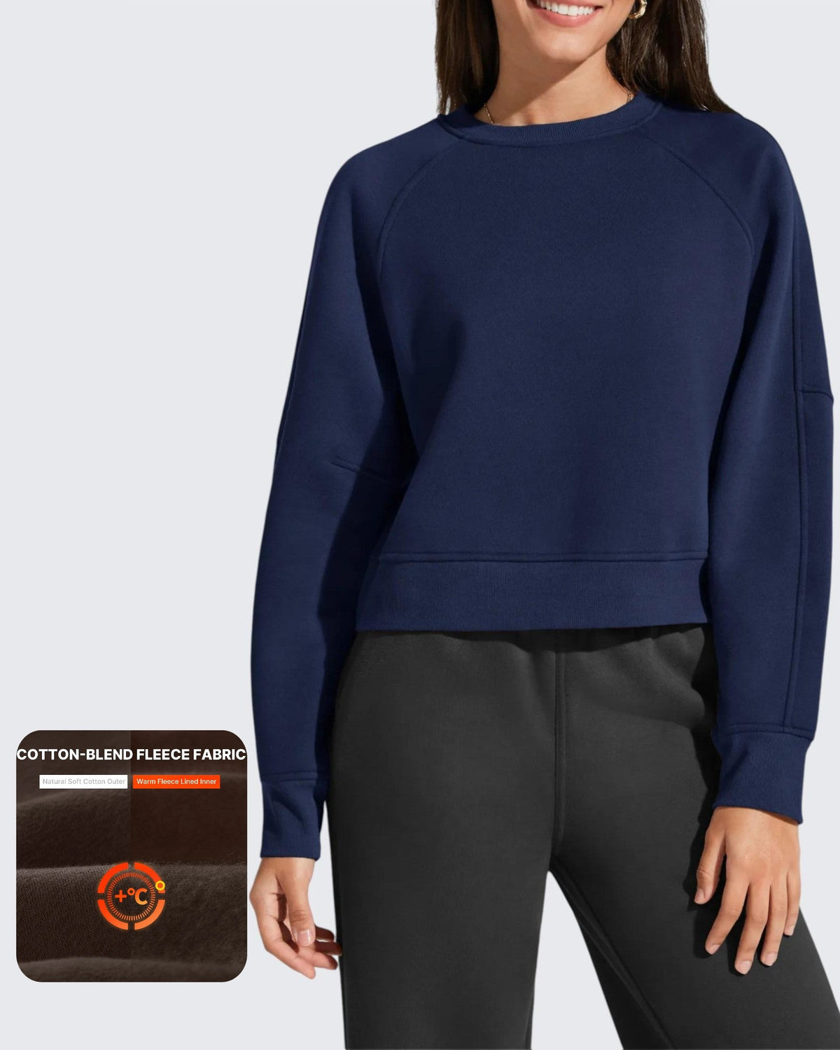 Flurrylux Cropped Crewneck Fleece Lined Pullover  Sweatshirts