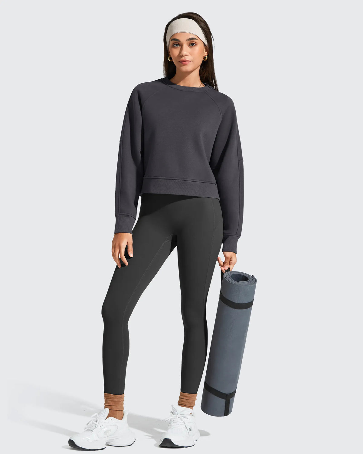 Flurrylux Cropped Crewneck Fleece Lined Pullover  Sweatshirts