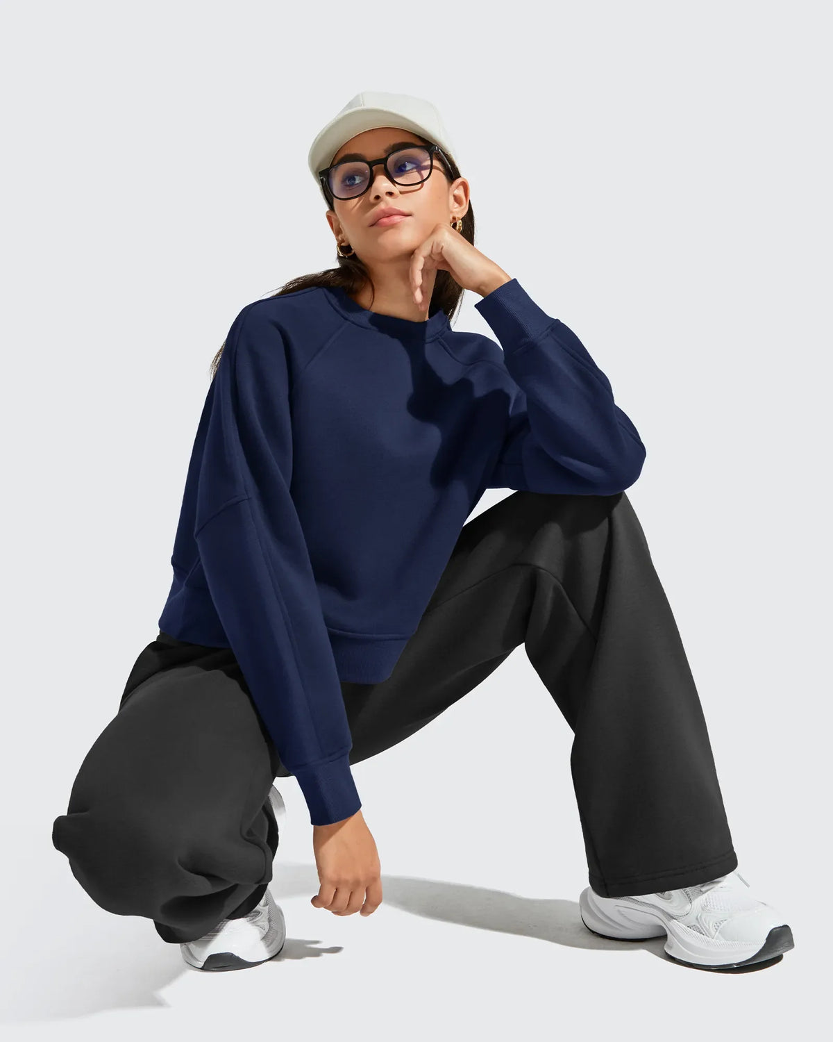 Flurrylux Cropped Crewneck Fleece Lined Pullover  Sweatshirts
