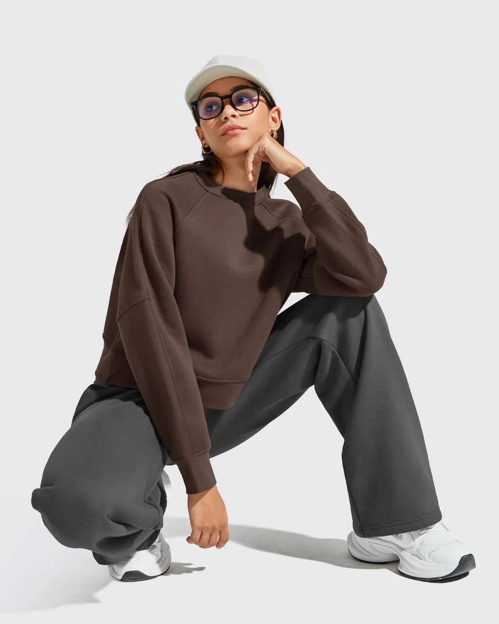 Flurrylux Cropped Crewneck Fleece Lined Pullover  Sweatshirts