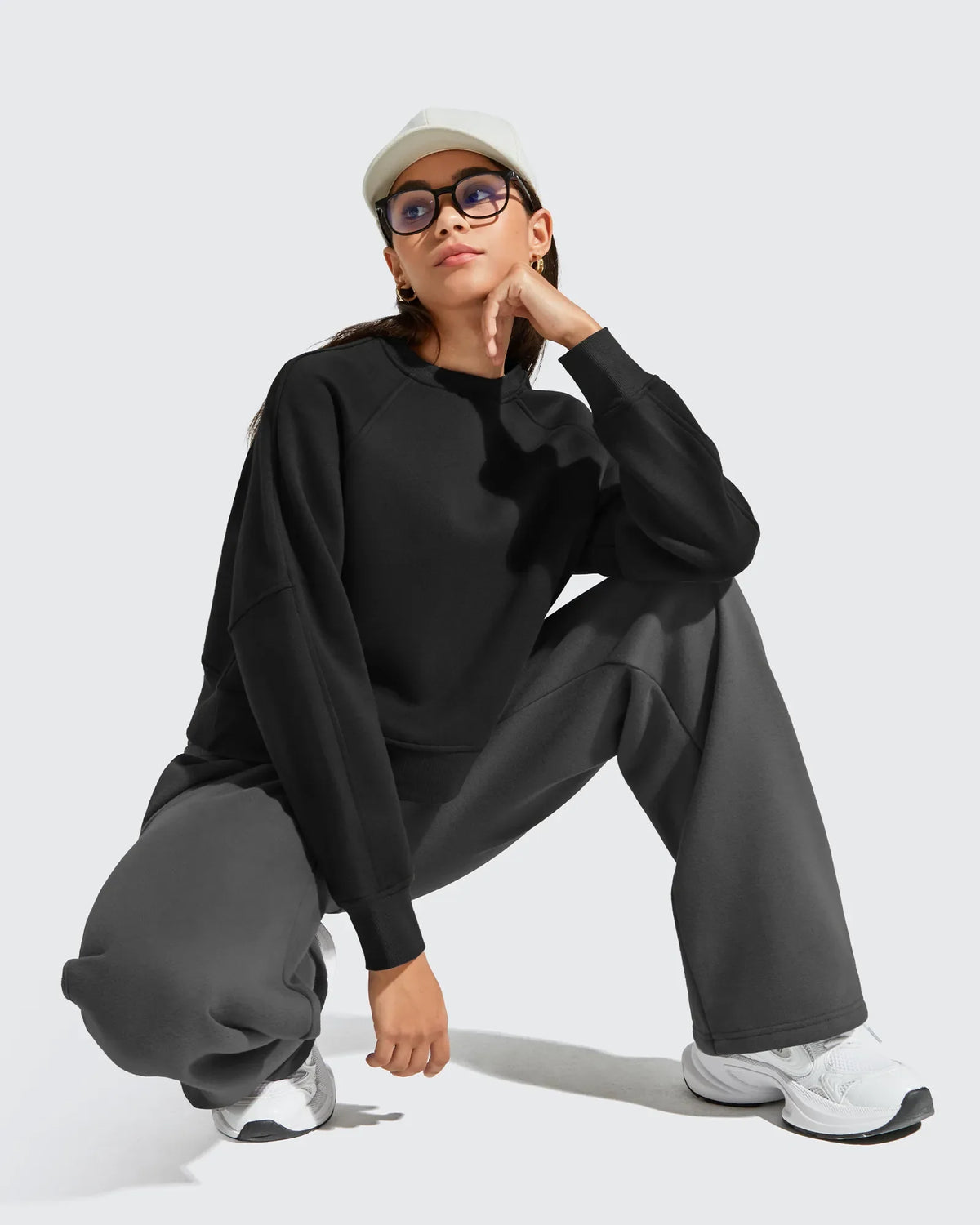 Flurrylux Cropped Crewneck Fleece Lined Pullover  Sweatshirts
