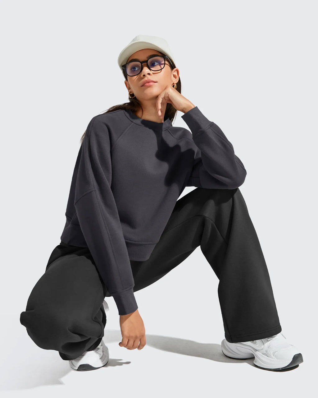 Flurrylux Cropped Crewneck Fleece Lined Pullover  Sweatshirts