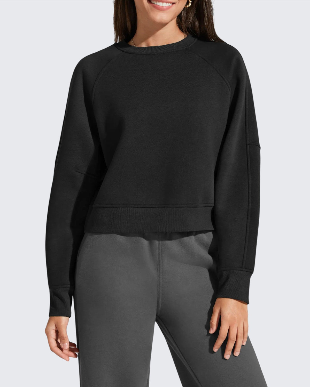 Flurrylux Cropped Crewneck Fleece Lined Pullover  Sweatshirts