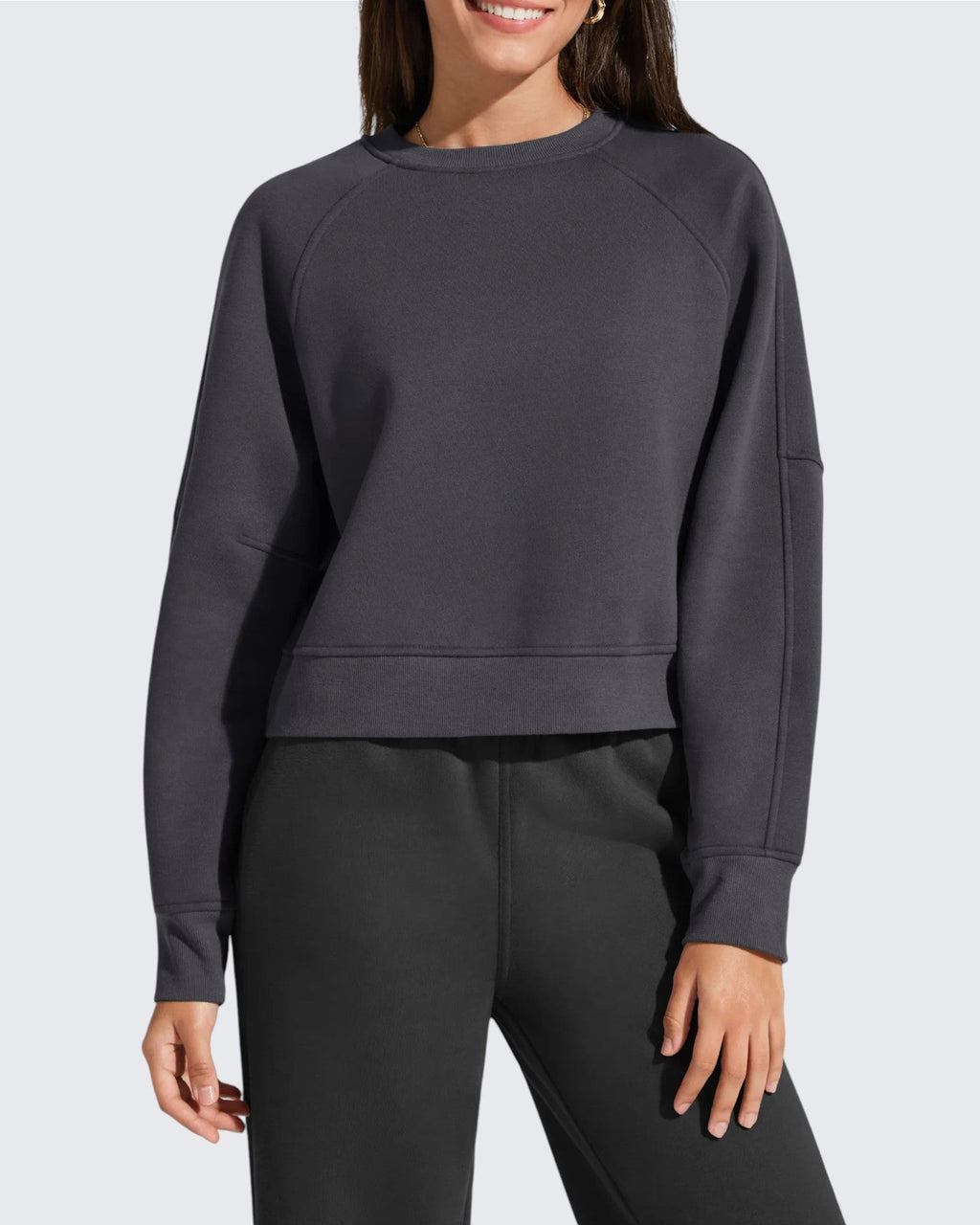 Flurrylux Cropped Crewneck Fleece Lined Pullover  Sweatshirts