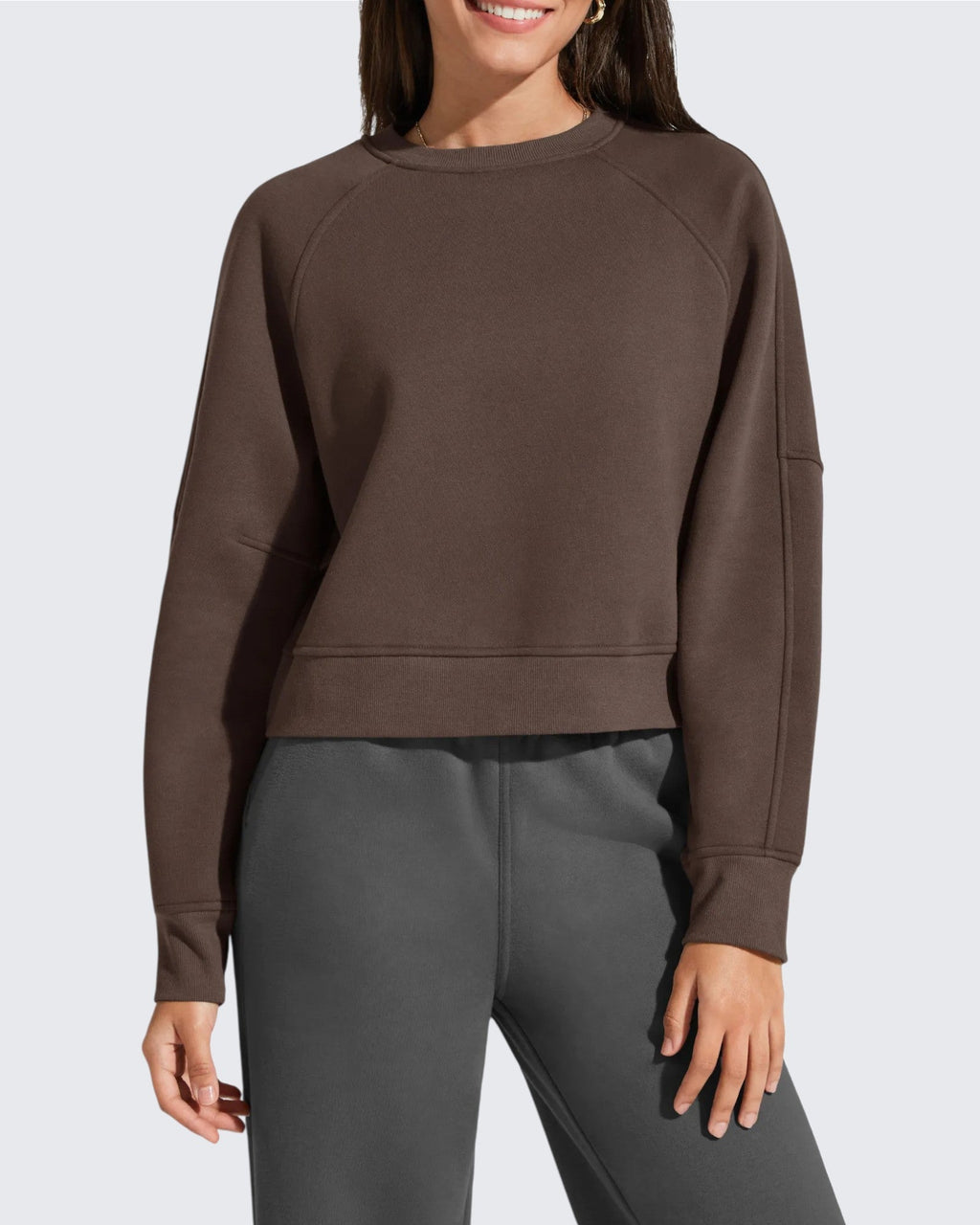 Flurrylux Cropped Crewneck Fleece Lined Pullover  Sweatshirts