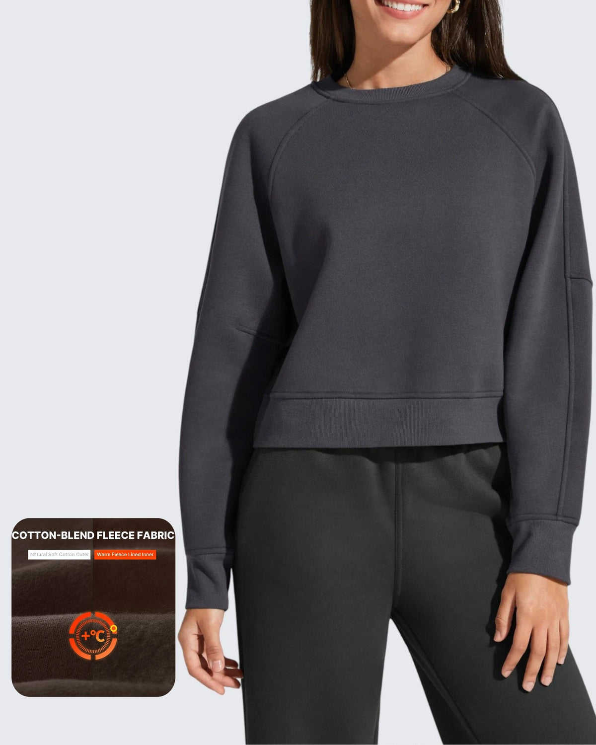 Flurrylux Cropped Crewneck Fleece Lined Pullover  Sweatshirts