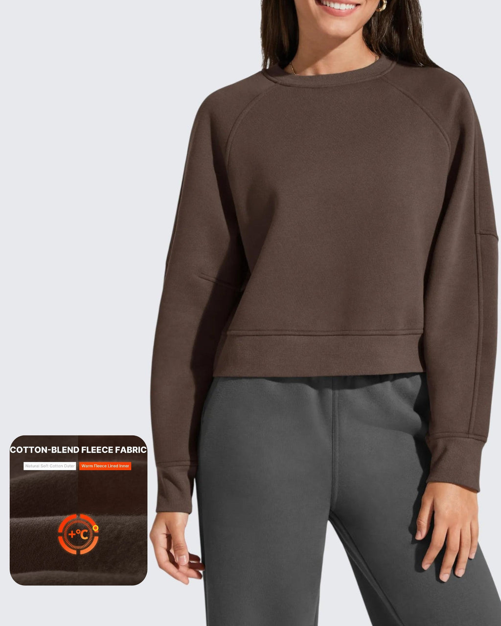 Flurrylux Cropped Crewneck Fleece Lined Pullover  Sweatshirts