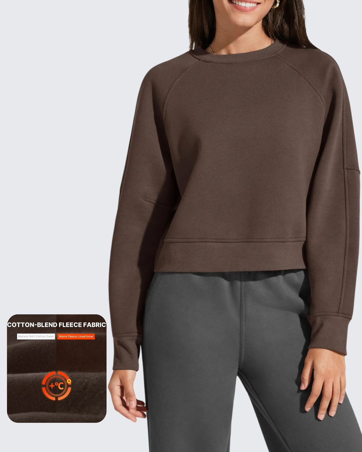 Flurrylux Cropped Crewneck Fleece Lined Pullover  Sweatshirts