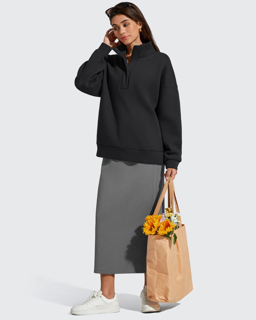 Flurrylux Fleece Lined Half Zip Oversized Sweatshirts