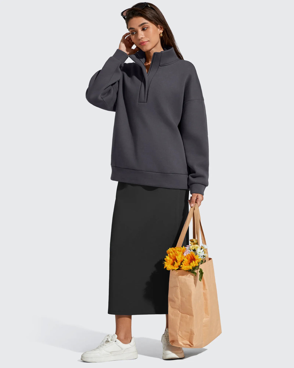 Flurrylux Fleece Lined Half Zip Oversized Sweatshirts