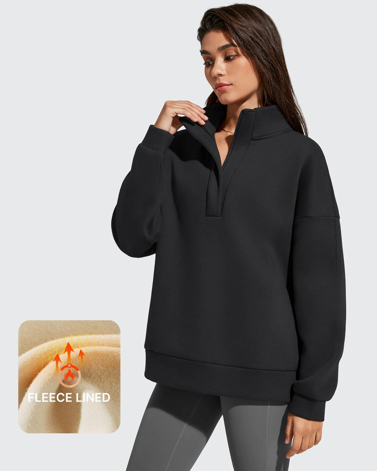 Flurrylux Fleece Lined Half Zip Oversized Sweatshirts