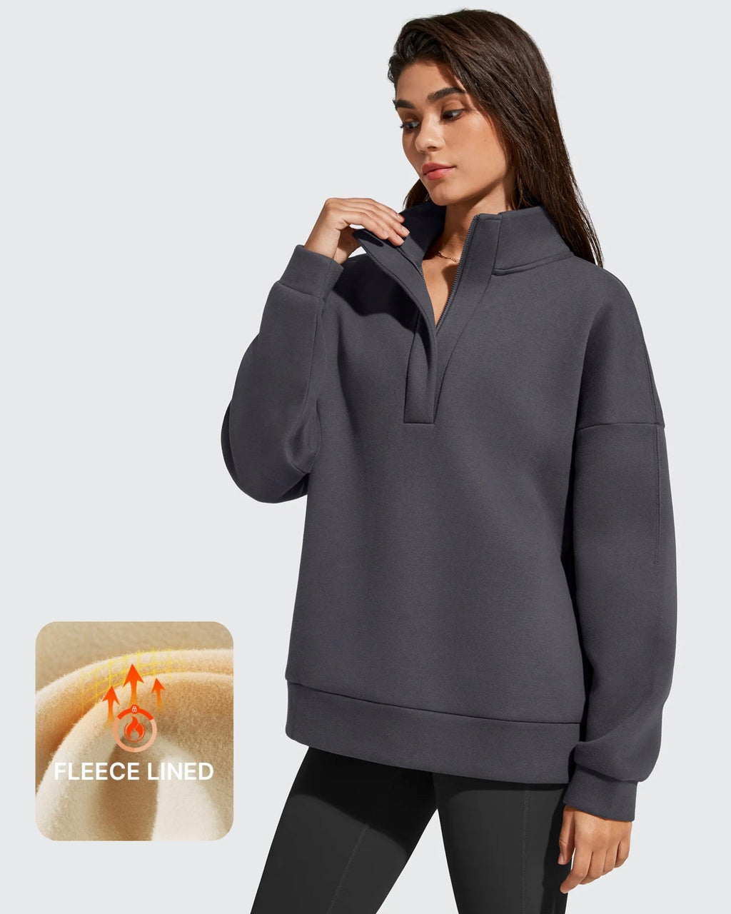Flurrylux Fleece Lined Half Zip Oversized Sweatshirts