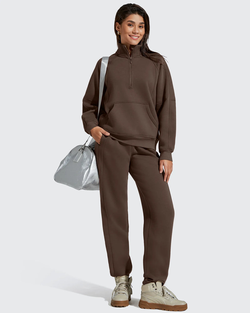 Flurrylux Half Zip Mock Neck Cotton Fleece Pullover
