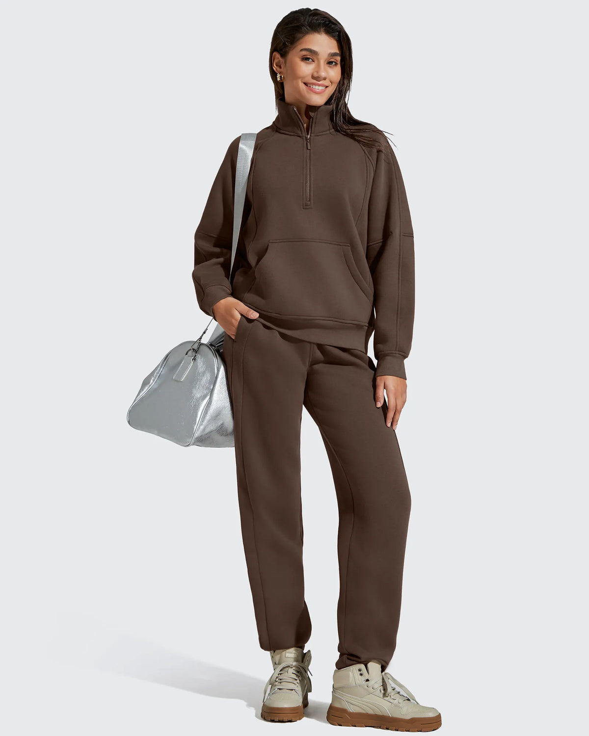Flurrylux Half Zip Mock Neck Cotton Fleece Pullover