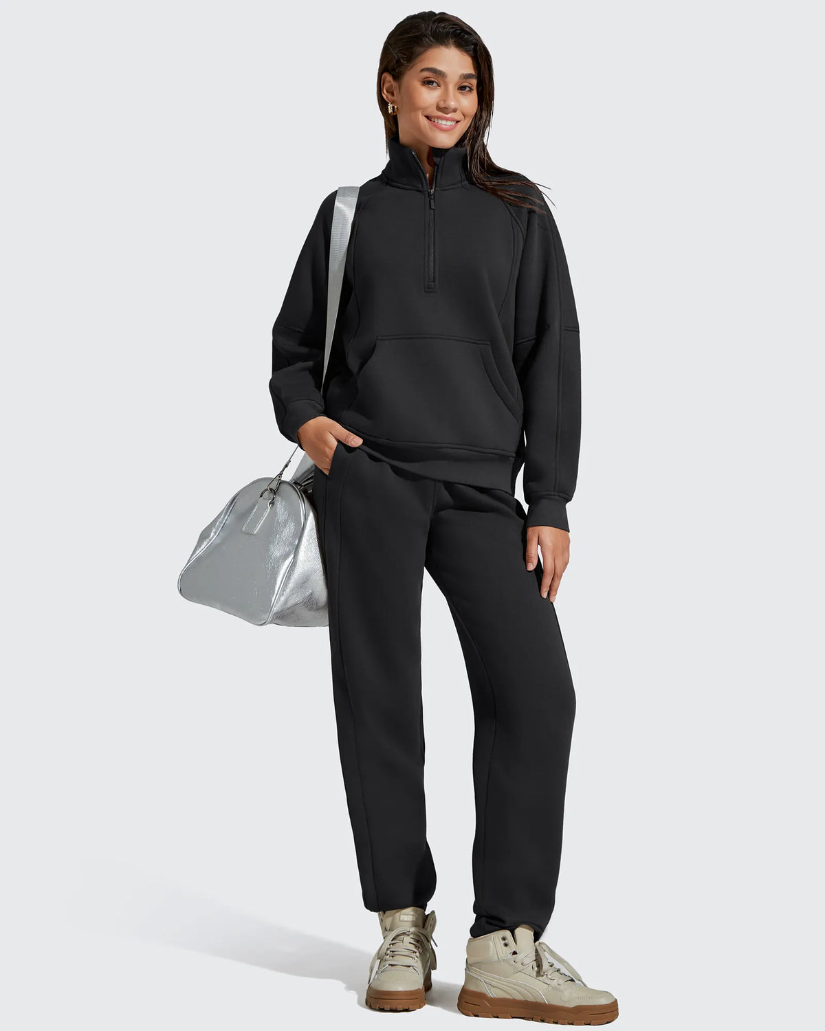 Flurrylux Half Zip Mock Neck Cotton Fleece Pullover
