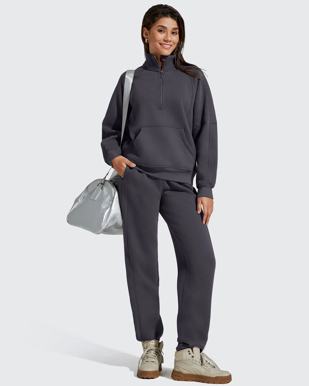 Flurrylux Half Zip Mock Neck Cotton Fleece Pullover