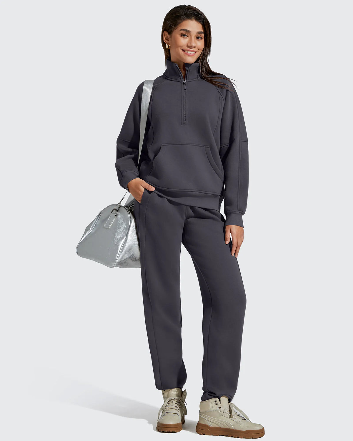 Flurrylux Half Zip Mock Neck Cotton Fleece Pullover