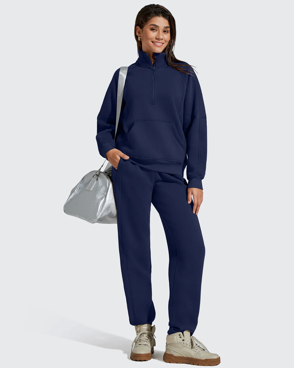 Flurrylux Half Zip Mock Neck Cotton Fleece Pullover