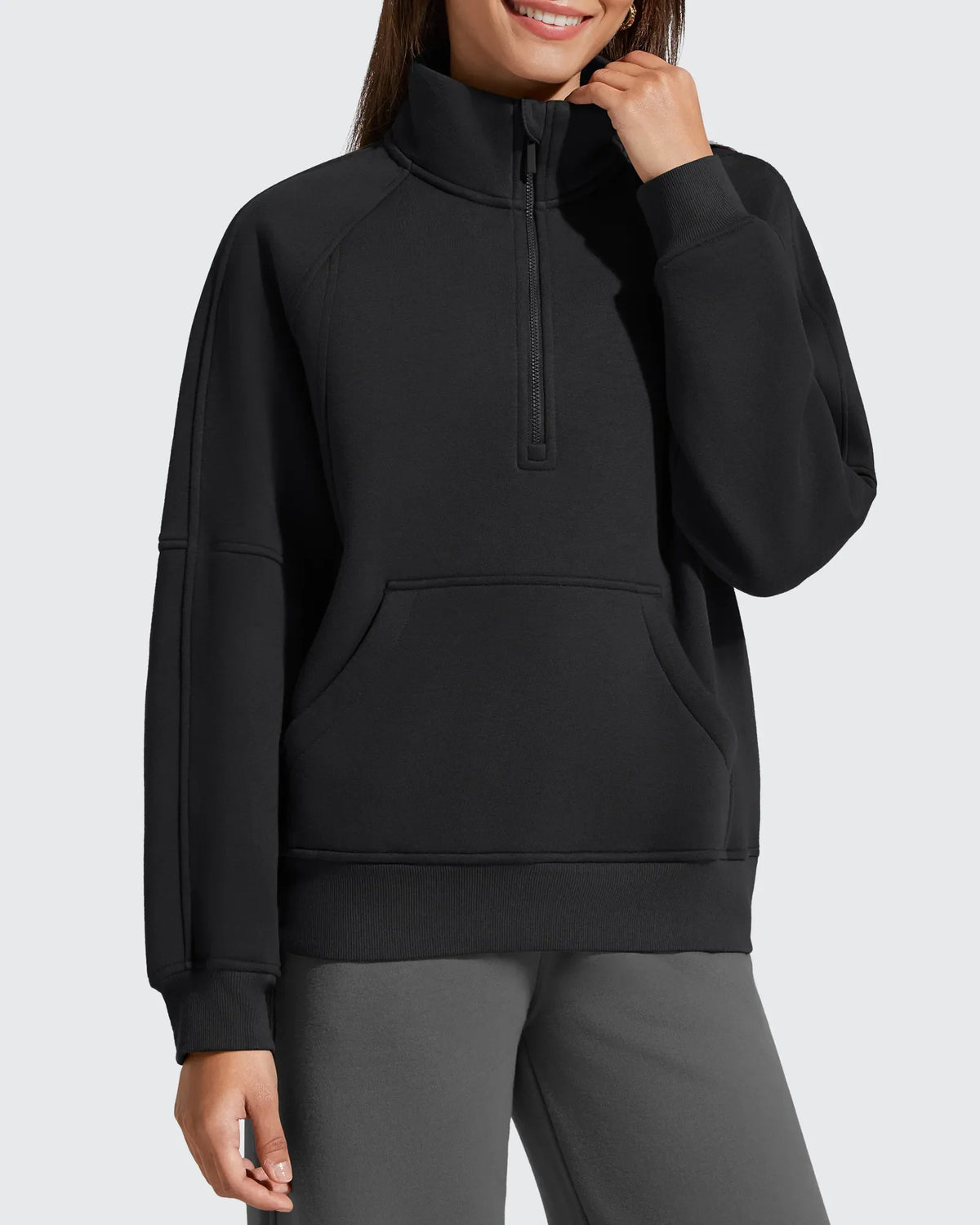 Flurrylux Half Zip Mock Neck Cotton Fleece Pullover