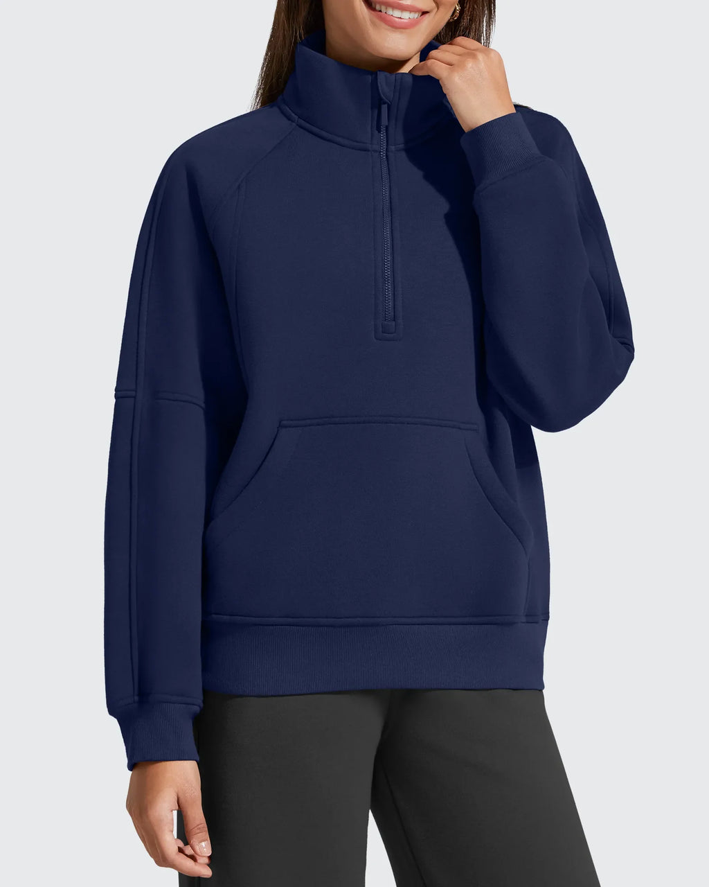 Flurrylux Half Zip Mock Neck Cotton Fleece Pullover
