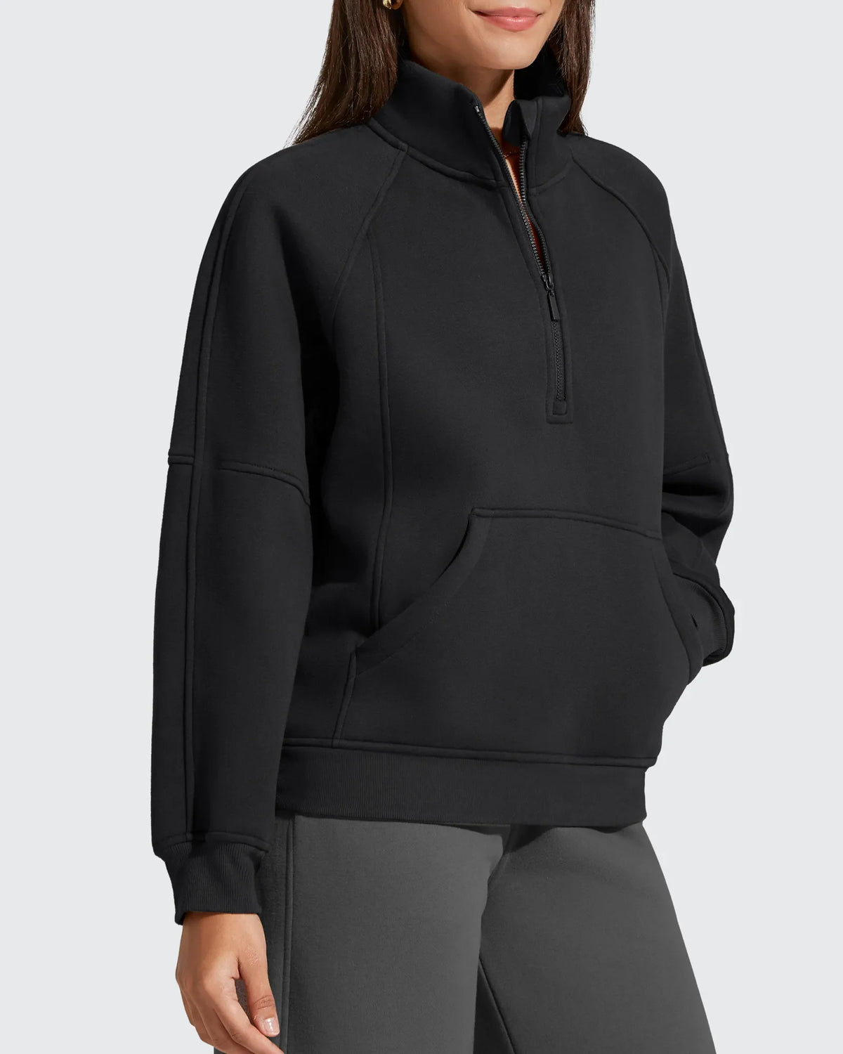 Flurrylux Half Zip Mock Neck Cotton Fleece Pullover