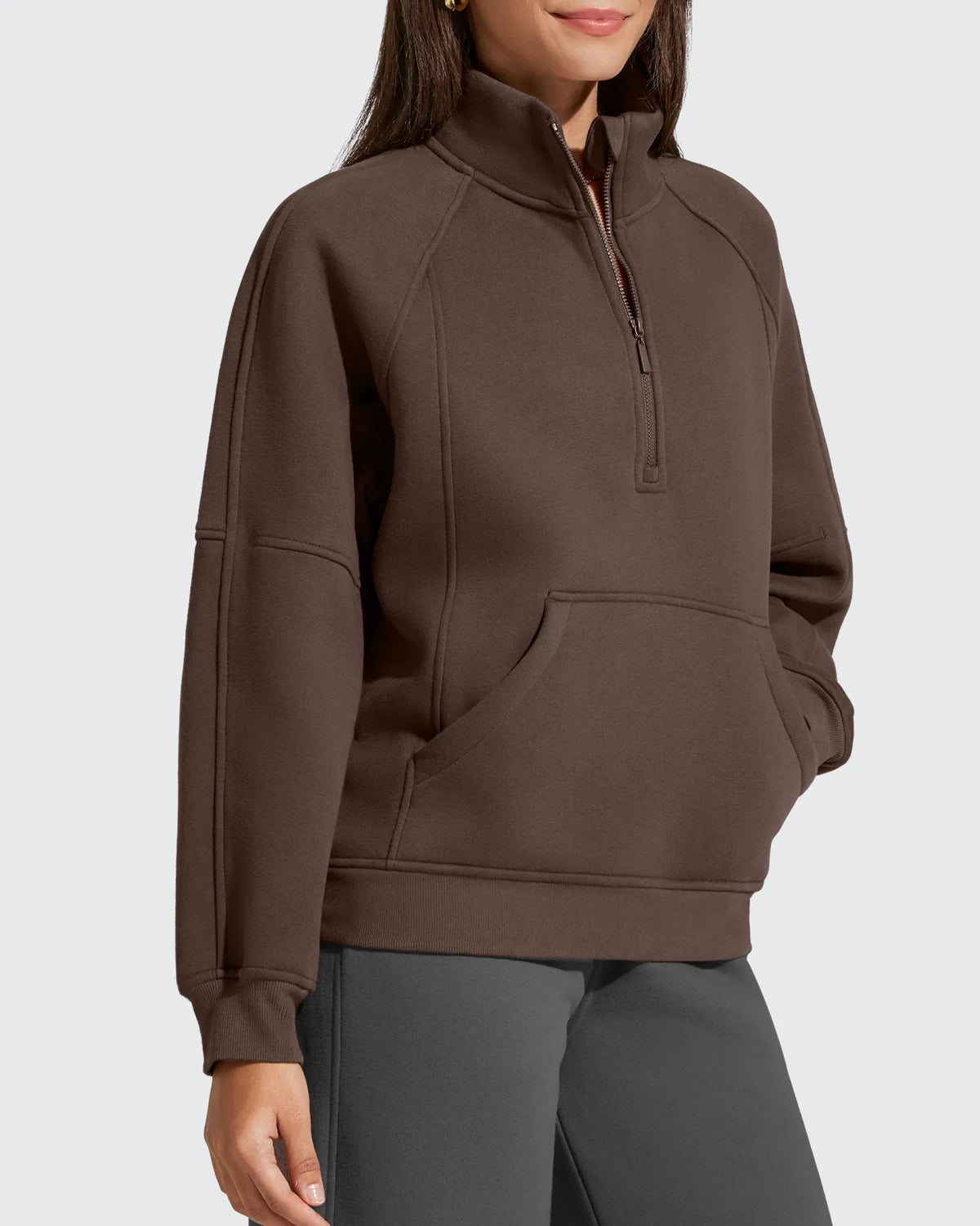 Flurrylux Half Zip Mock Neck Cotton Fleece Pullover