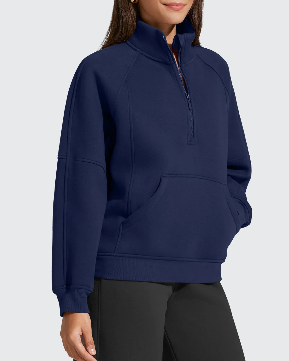 Flurrylux Half Zip Mock Neck Cotton Fleece Pullover