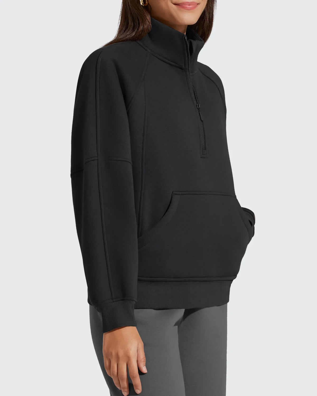 Flurrylux Half Zip Mock Neck Cotton Fleece Pullover