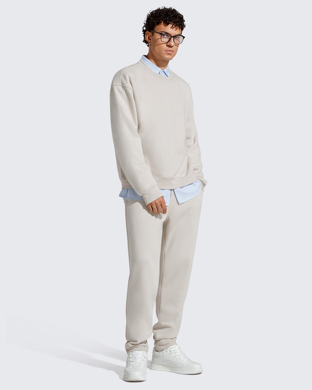Flurrylux Men's Cotton Fleece Lined Crewneck Pullover