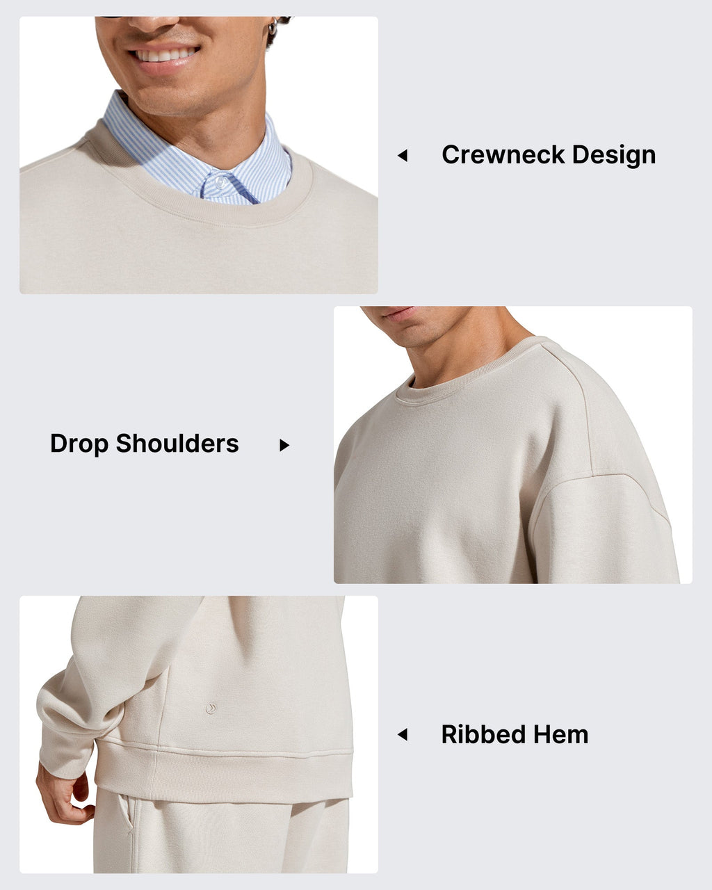 Flurrylux Men's Cotton Fleece Lined Crewneck Pullover