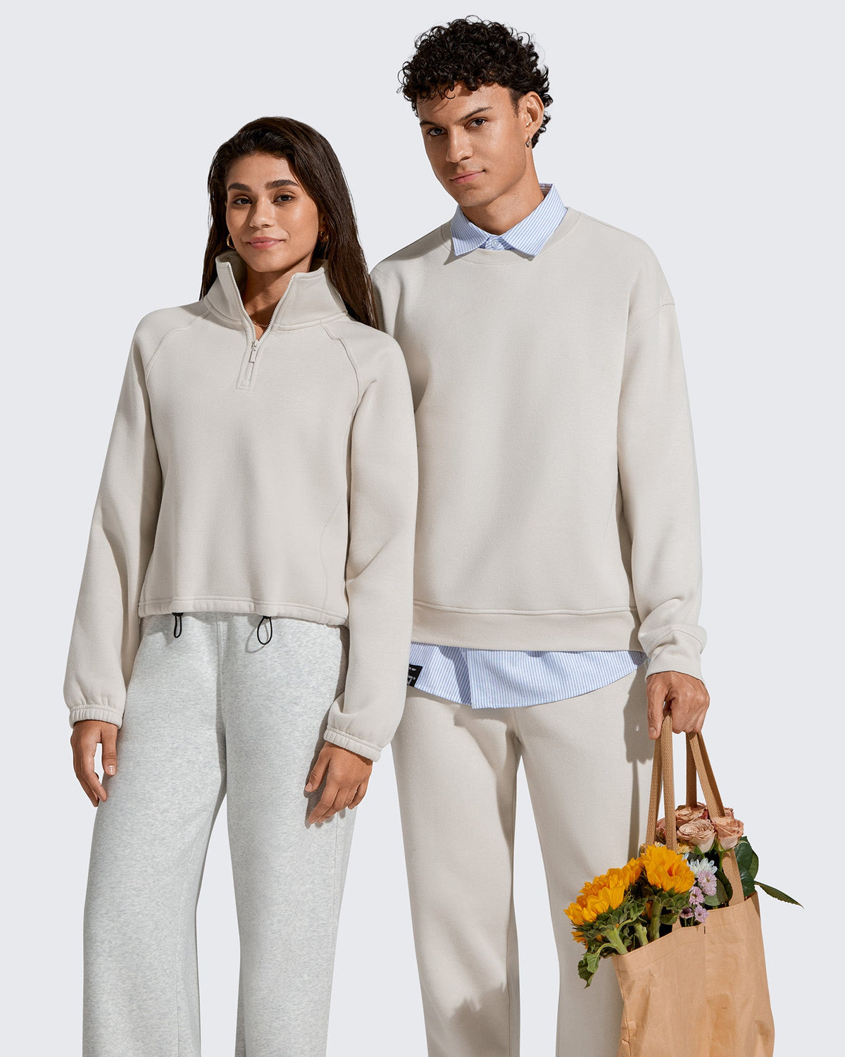 Flurrylux Men's Cotton Fleece Lined Crewneck Pullover