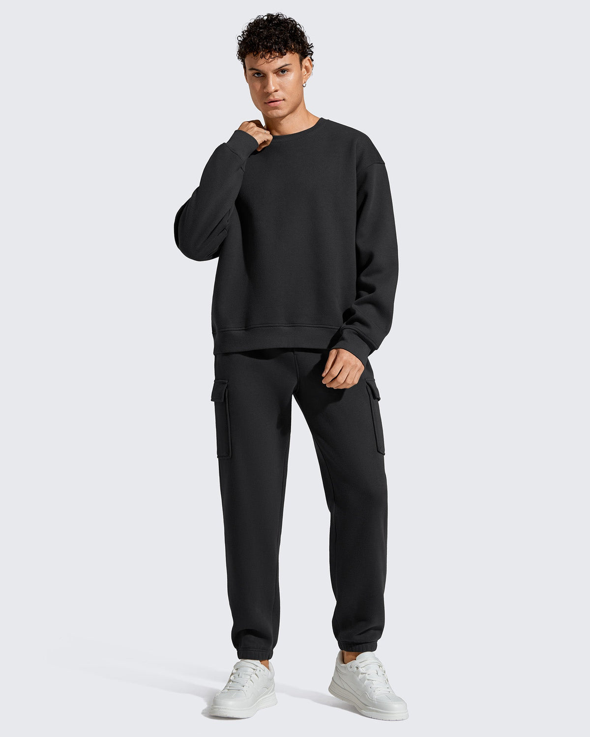 Flurrylux Men's Cotton Fleece Lined Crewneck Pullover