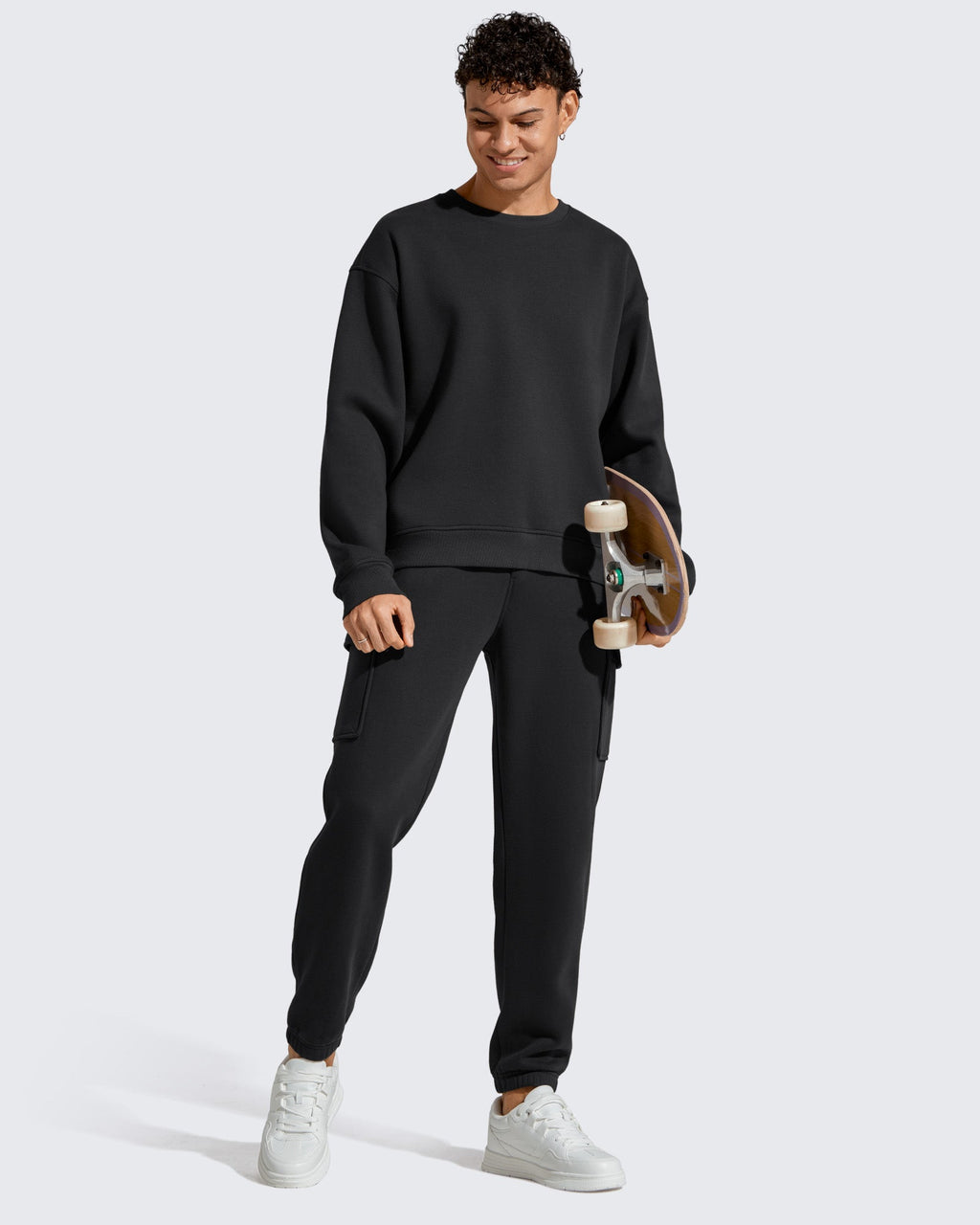 Flurrylux Men's Cotton Fleece Lined Crewneck Pullover