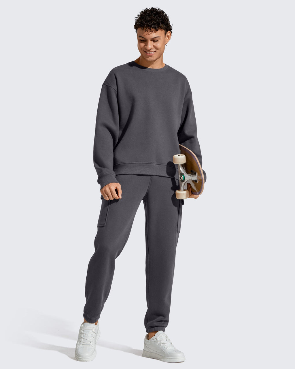 Flurrylux Men's Cotton Fleece Lined Crewneck Pullover