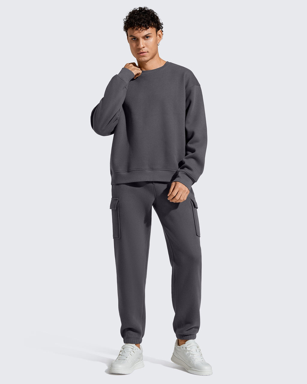 Flurrylux Men's Cotton Fleece Lined Crewneck Pullover
