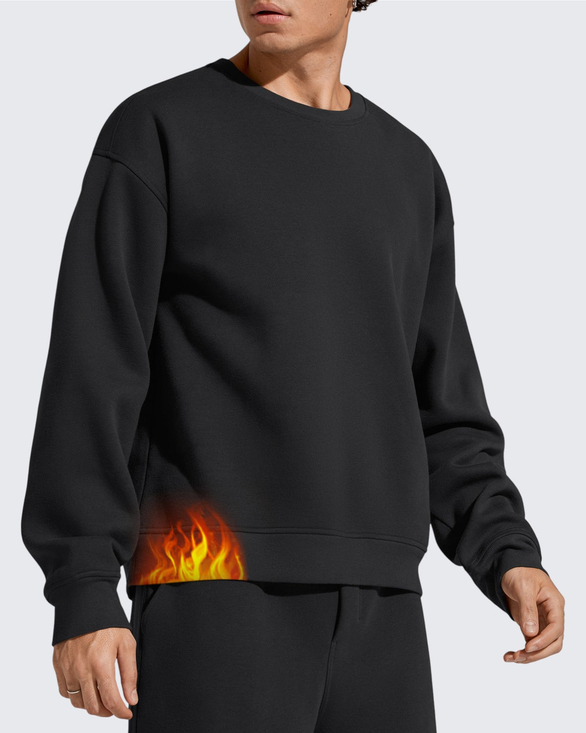 Flurrylux Men's Cotton Fleece Lined Crewneck Pullover