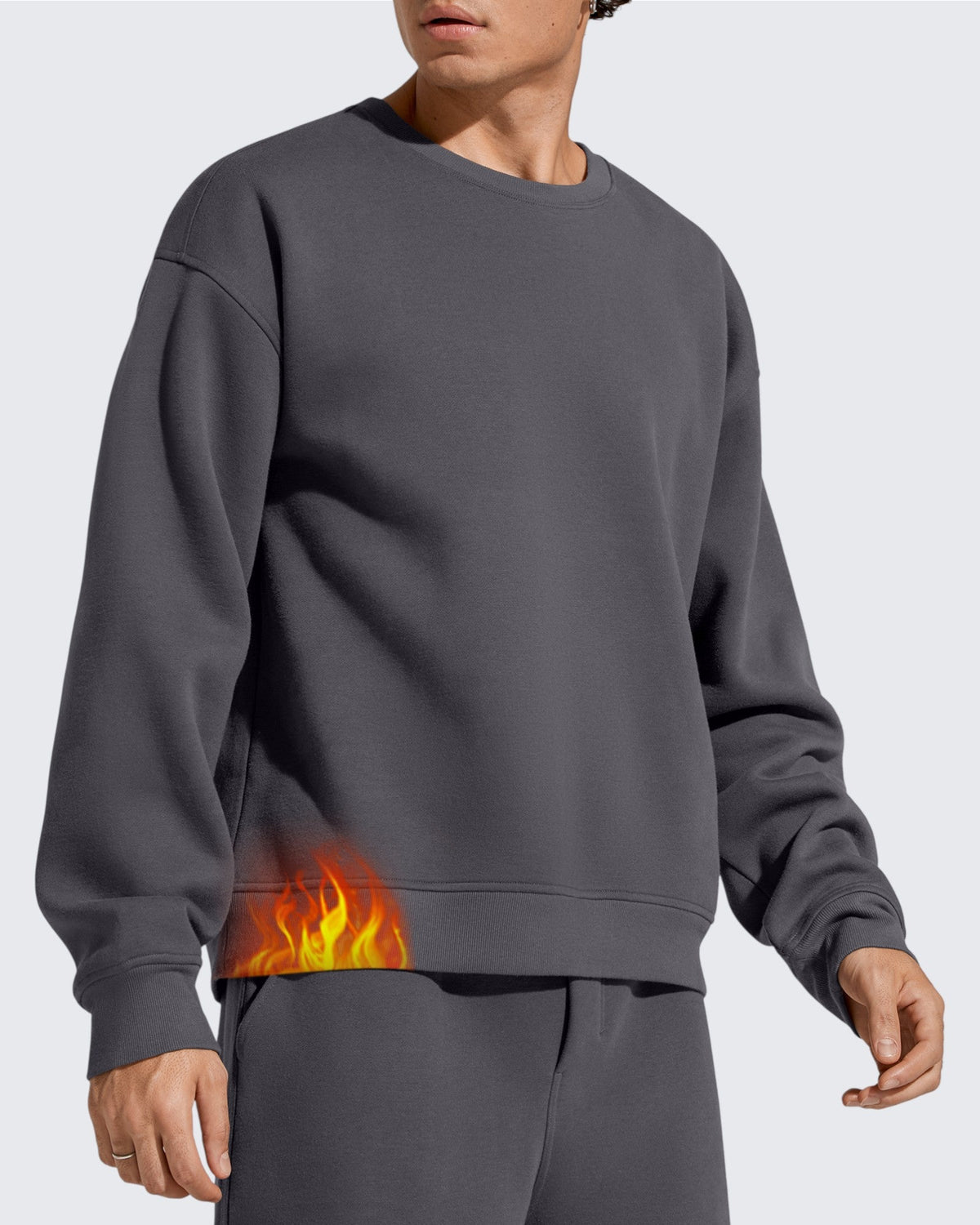 Flurrylux Men's Cotton Fleece Lined Crewneck Pullover