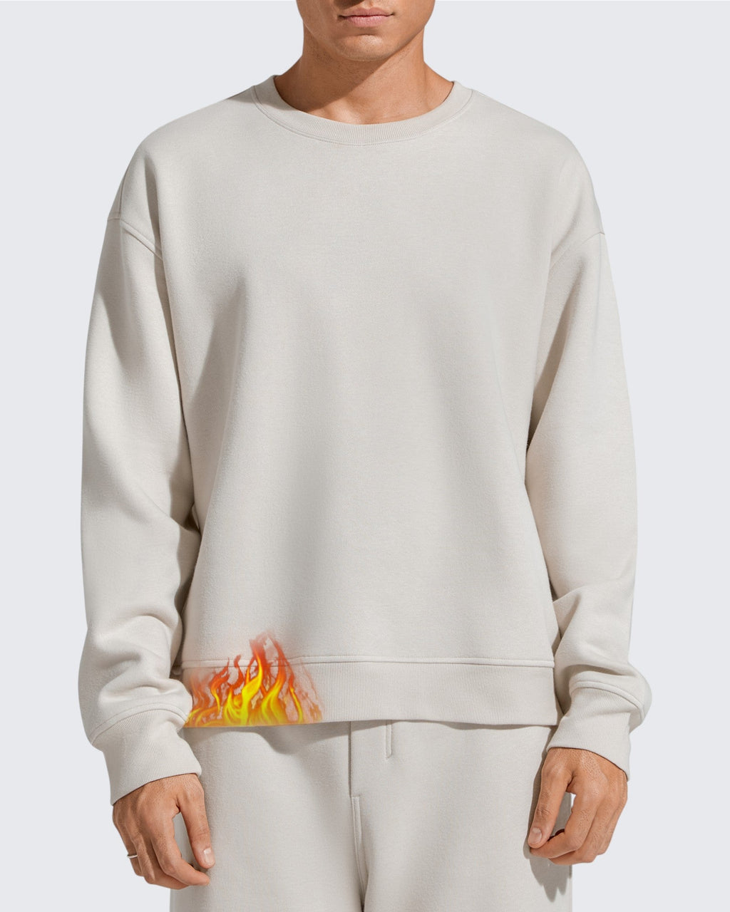 Flurrylux Men's Cotton Fleece Lined Crewneck Pullover
