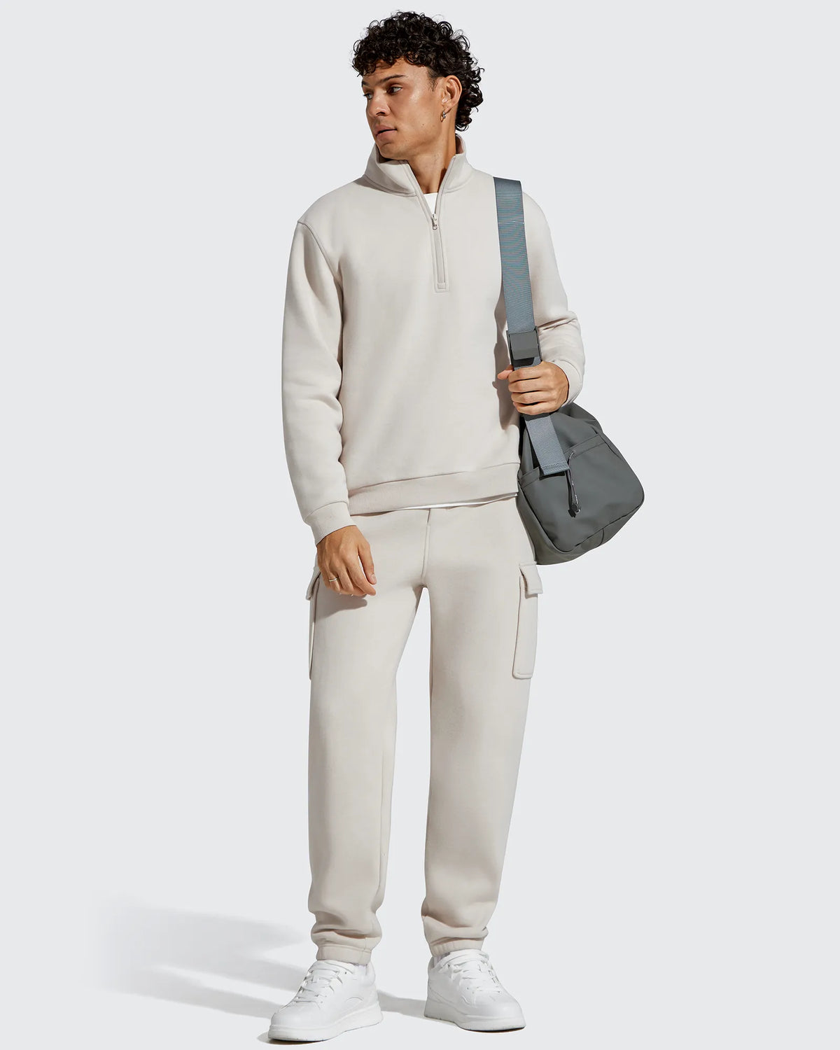 Flurrylux Men's Cotton Fleece-Lined  Drawstring Cargo Pants