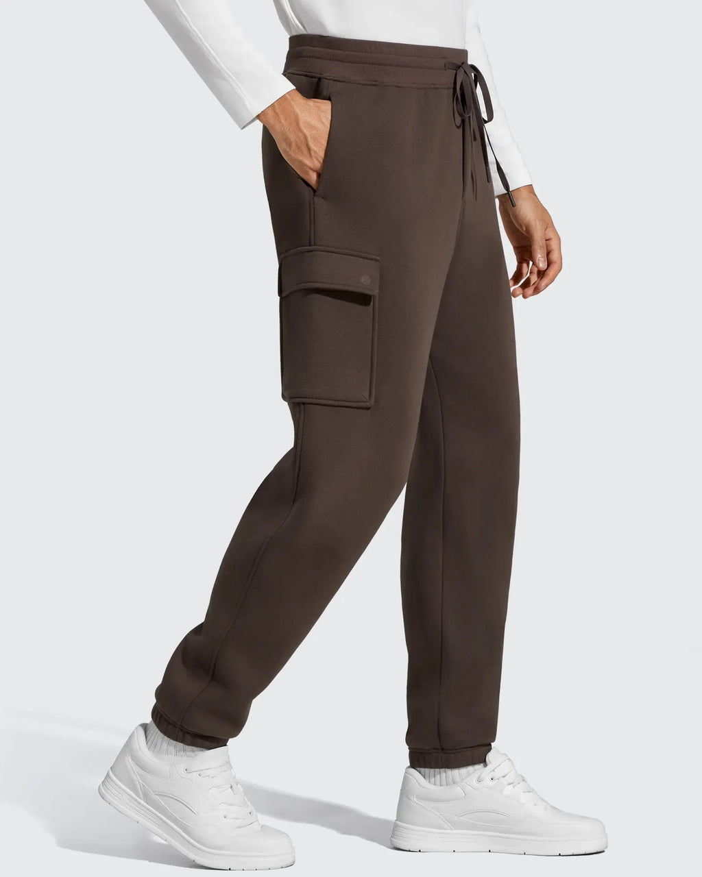 Flurrylux Men's Cotton Fleece-Lined  Drawstring Cargo Pants