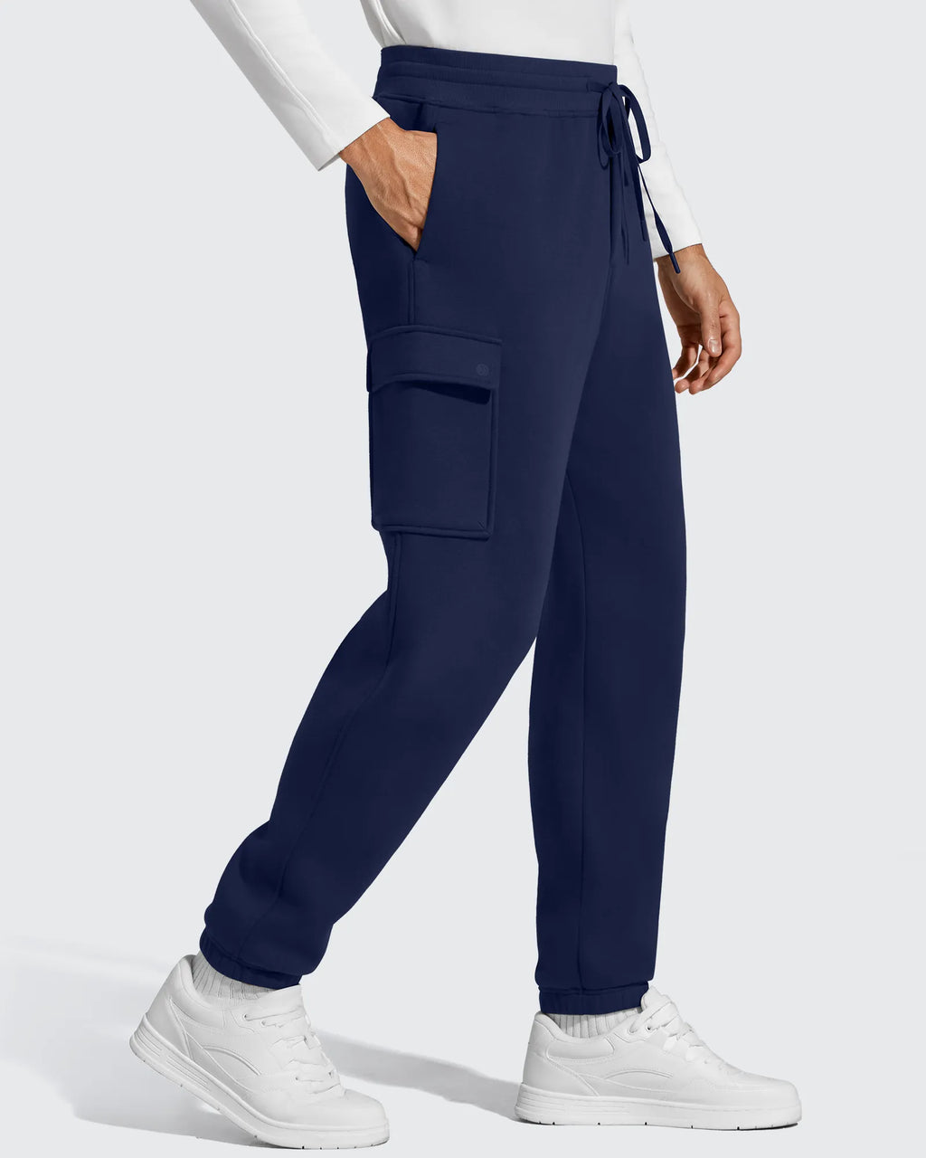 Flurrylux Men's Cotton Fleece-Lined  Drawstring Cargo Pants