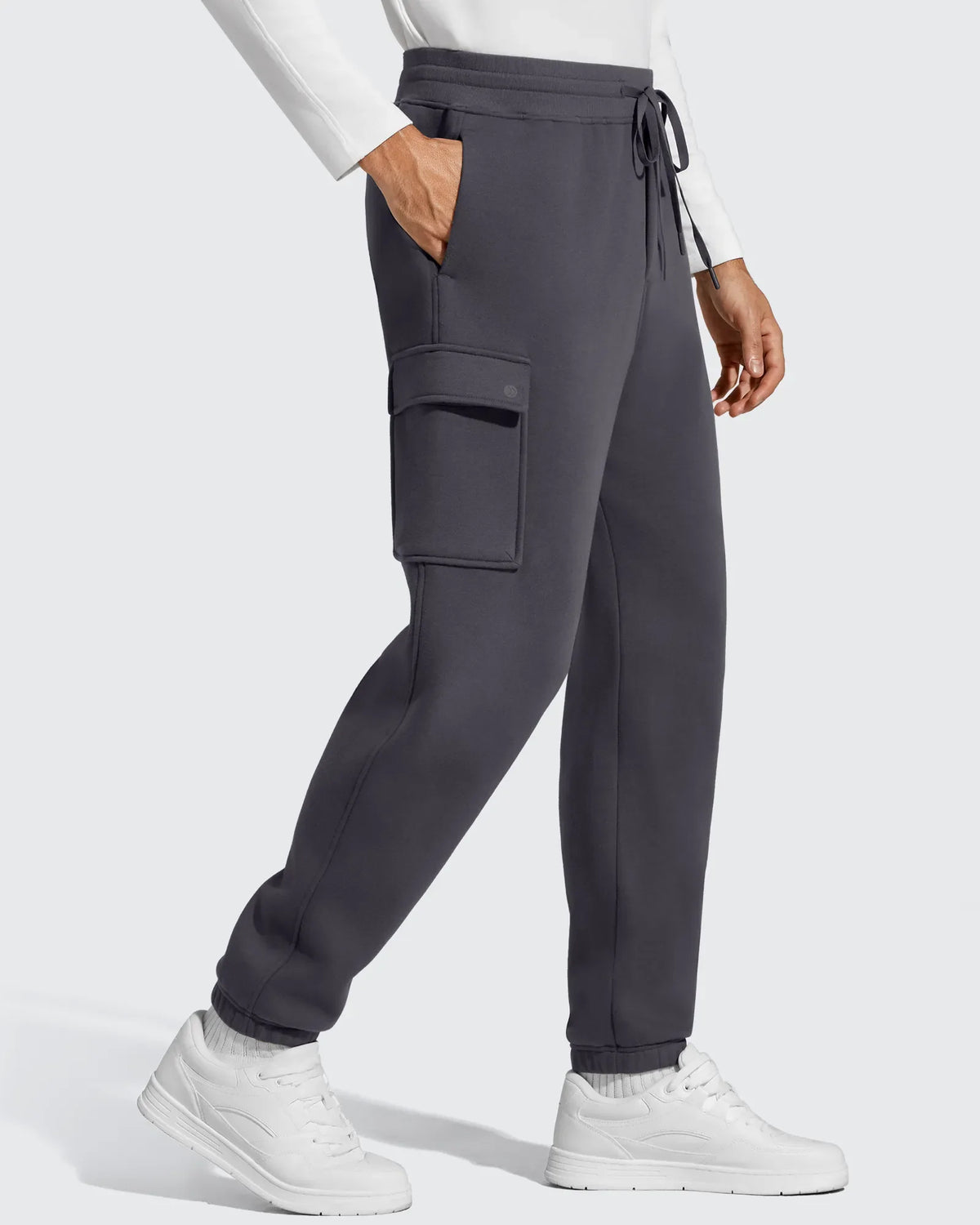 Flurrylux Men's Cotton Fleece-Lined  Drawstring Cargo Pants
